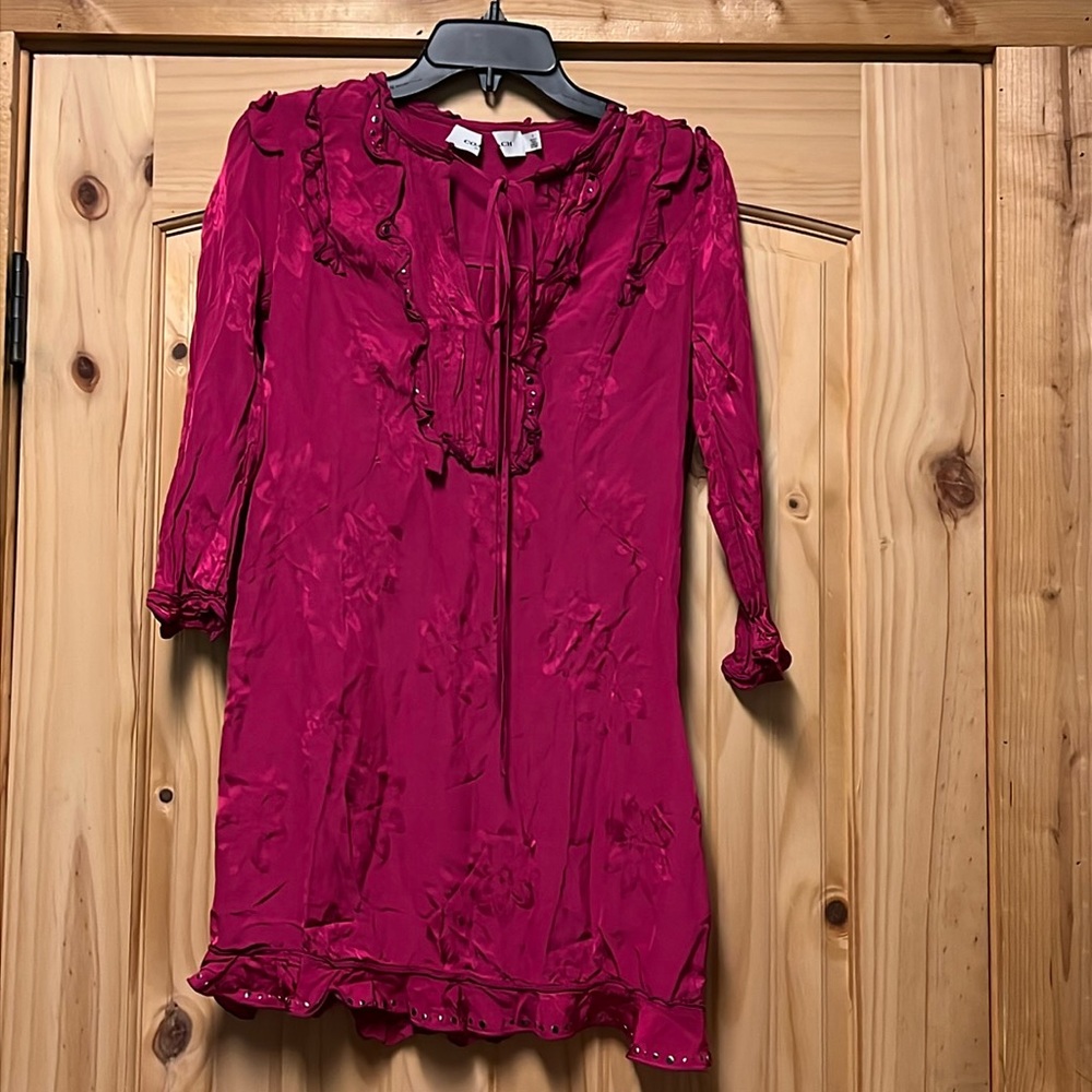 Coach 1941 Fuchsia Runway Ruffle Dress size 2 Vintage Appeal Spring Color POPS!